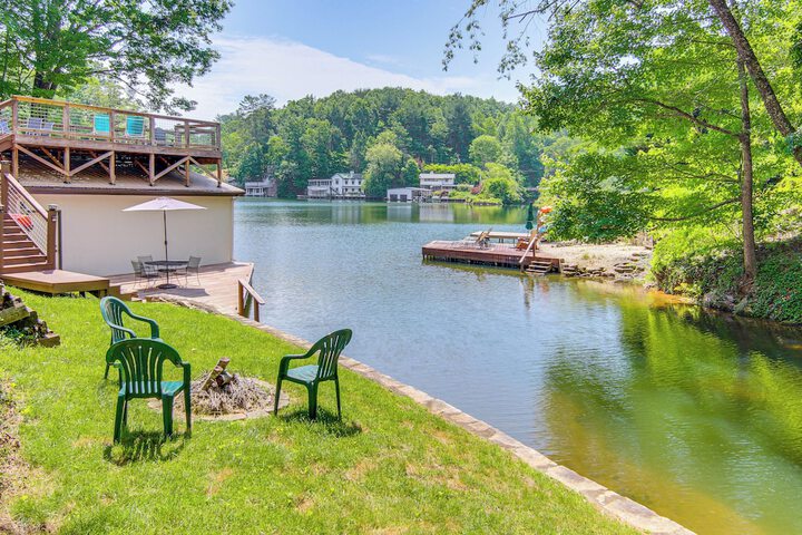 2-story Deck: Waterfront Lake Lure Home!