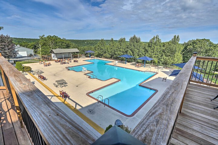 Deck Fire Pit & Pool Access at Poconos Retreat!