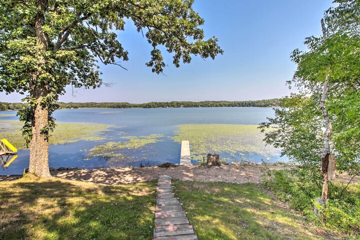 Big Lake Getaway w / Private Beach + Fire Pit!