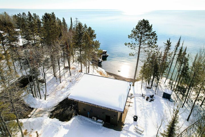Office & Fire Pit: Waterfront Lake Superior Cabin!