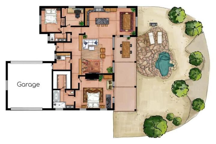 Grand Desert Getaway with Pool and Peloton with Sonos and Office