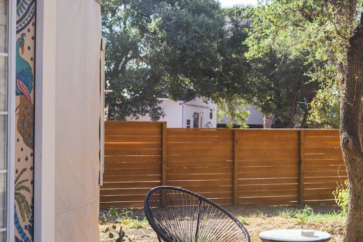 The Peacock Yurt at Camposanto ATX Glamping on Lake Travis