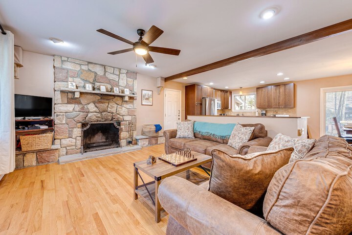 Game Room & Fire Pit: Chic Pocono Pines Home!