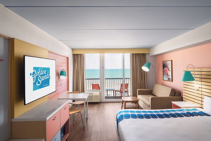 Golden Sands Carolina Beach Oceanfront Tapestry by Hilton
