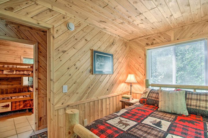 Big Lake Getaway w / Private Beach + Fire Pit!