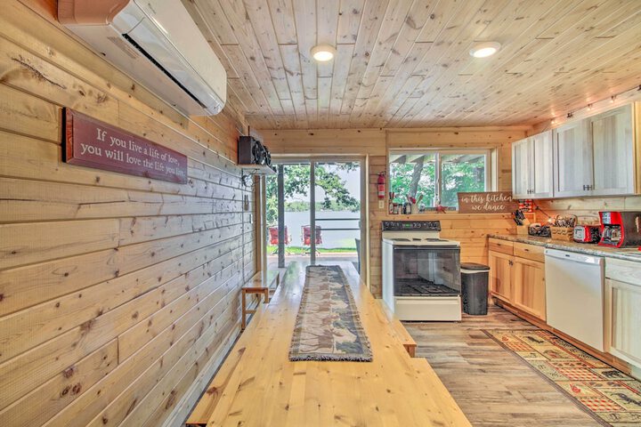 Big Lake Getaway w / Private Beach + Fire Pit!