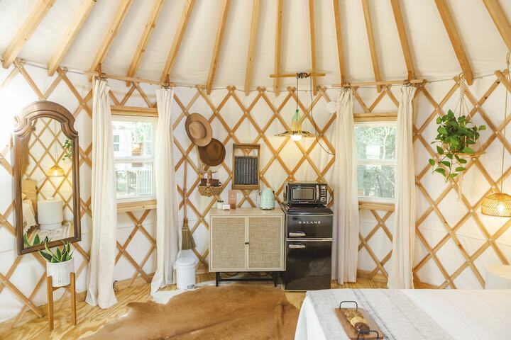 The Peacock Yurt at Camposanto ATX Glamping on Lake Travis