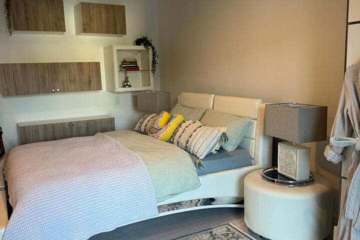 One bedroom with modern kitchen balcony with water view
