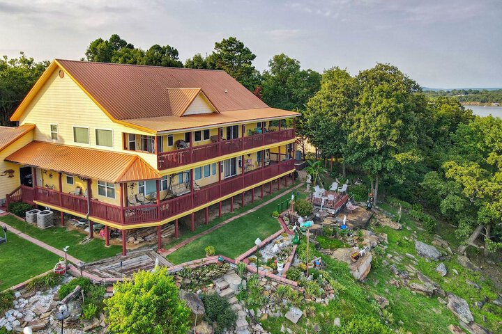 Waterfront Lake Eufaula Home: Multi-level Balcony
