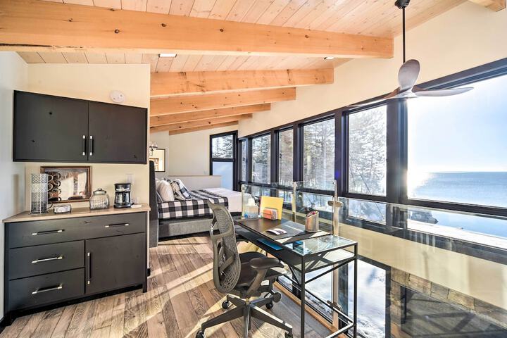 Office & Fire Pit: Waterfront Lake Superior Cabin!