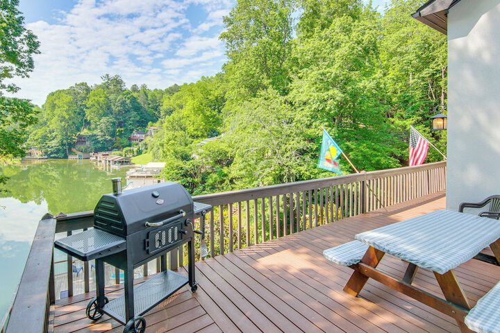 2-story Deck: Waterfront Lake Lure Home!