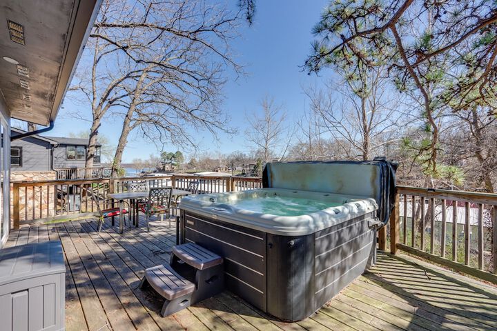 Deck & Boat Dock: Lakefront Cabin in Eucha!