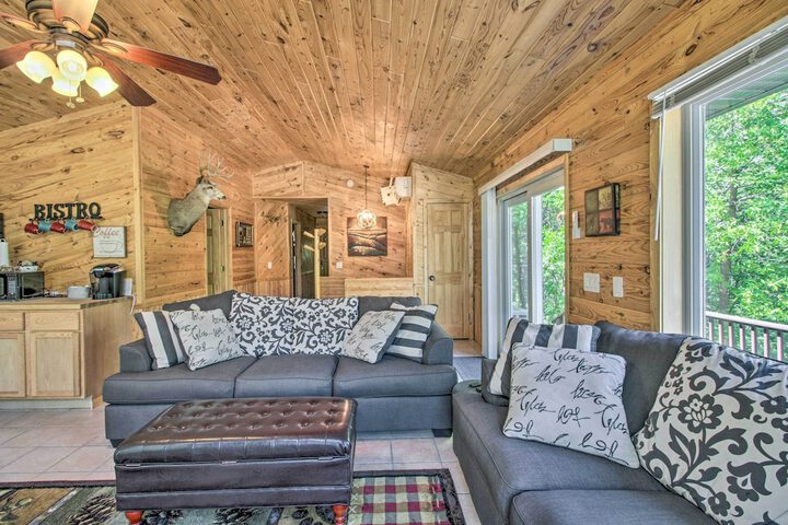 Big Lake Getaway w / Private Beach + Fire Pit!