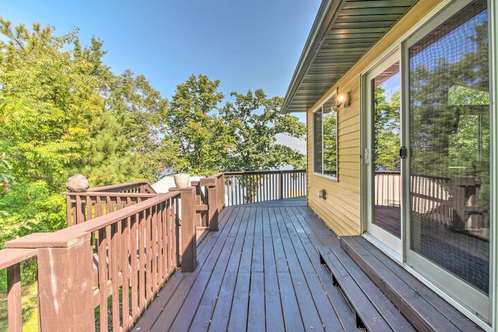 Big Lake Getaway w / Private Beach + Fire Pit!