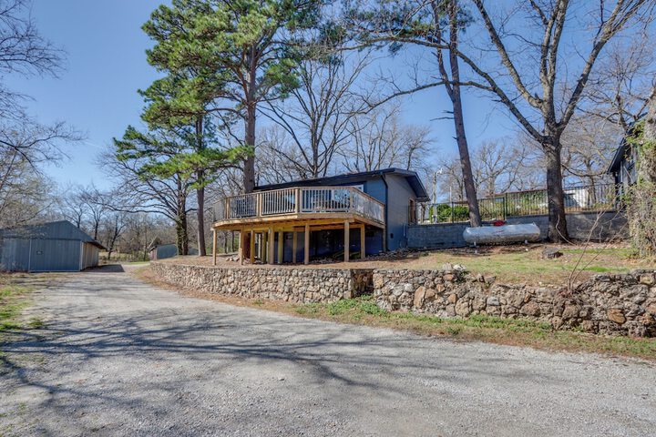 Deck & Boat Dock: Lakefront Cabin in Eucha!