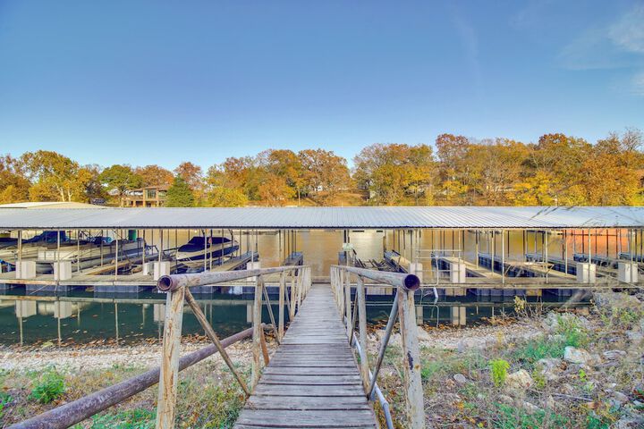 Deck & Boat Dock: Lakefront Cabin in Eucha!