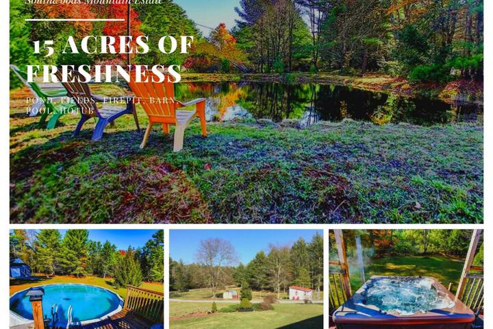 Southwoods Mountain Estate -private mansion pool, hottub+ 15 acres