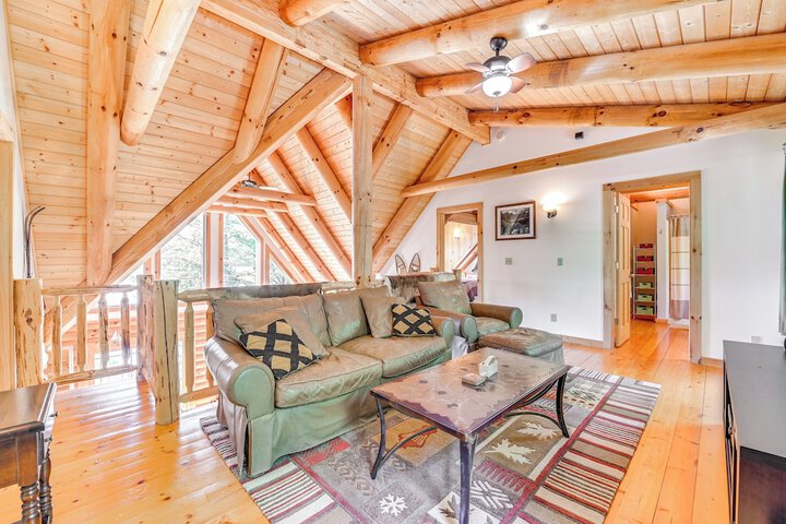 Lakefront Corinth Log Home: Private Dock Fire Pit