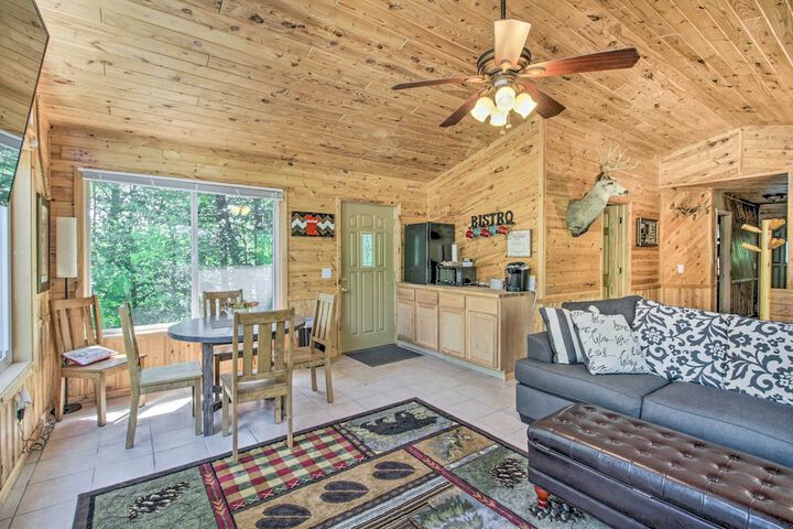 Big Lake Getaway w / Private Beach + Fire Pit!