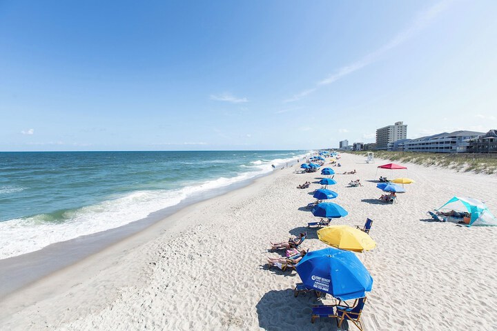 Golden Sands Carolina Beach Oceanfront Tapestry by Hilton