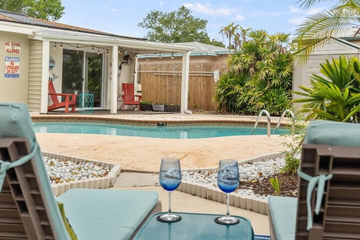 SunKissed in St. Pete is a 3 BR Home with Heated Pool and great outdoor space Near the Beach