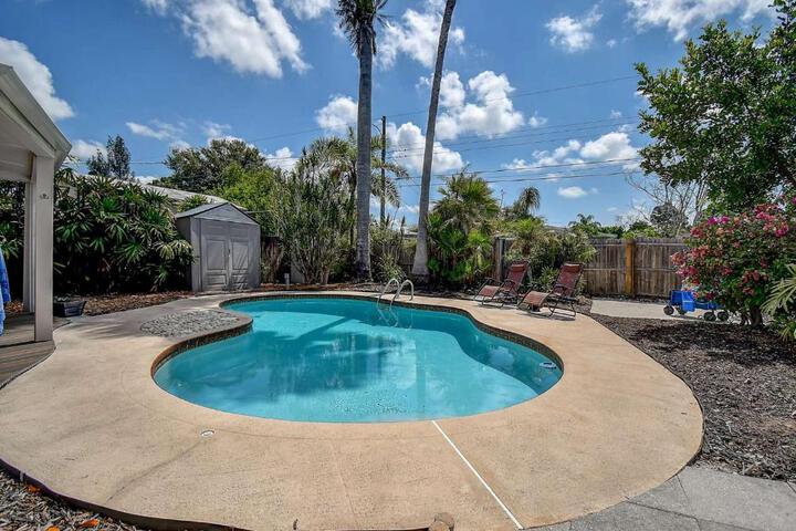 SunKissed in St. Pete is a 3 BR Home with Heated Pool and great outdoor space Near the Beach