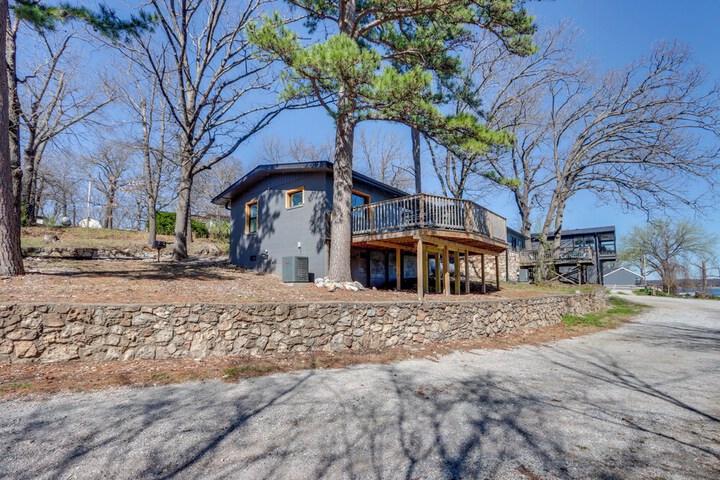 Deck & Boat Dock: Lakefront Cabin in Eucha!