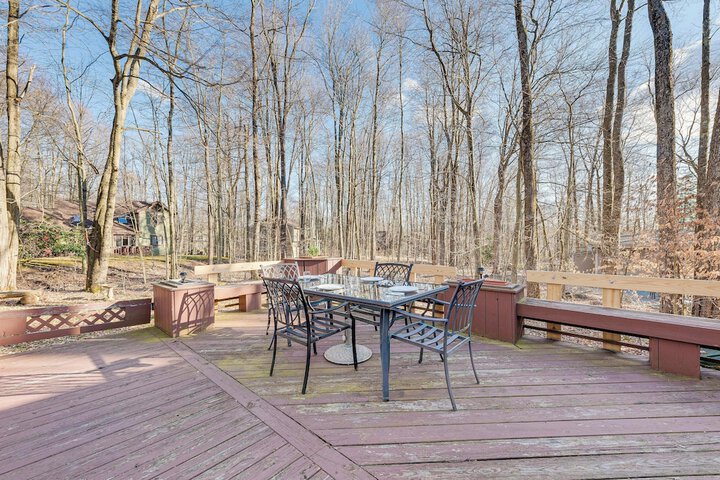 Game Room & Fire Pit: Chic Pocono Pines Home!