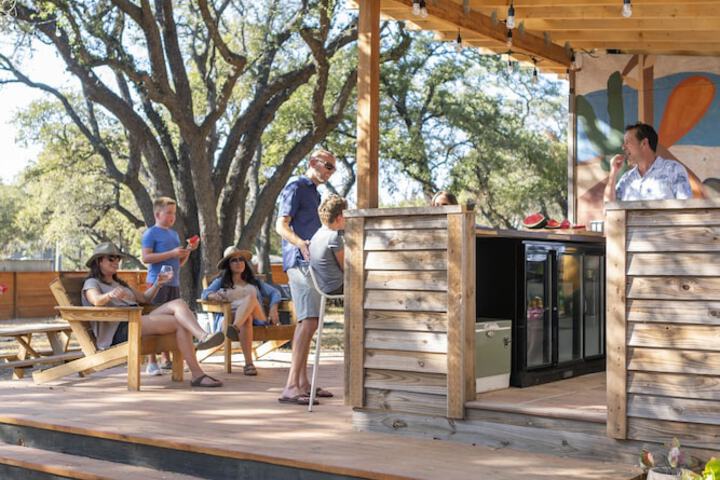 The Peacock Yurt at Camposanto ATX Glamping on Lake Travis