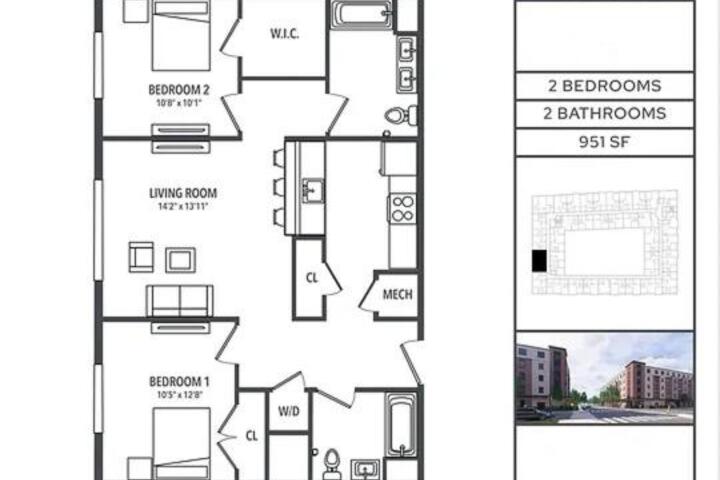 Opulence in Olive with Free Parking plus EV Plug 2 BR 2 baths Suite, 5 beds and Sleeps 8