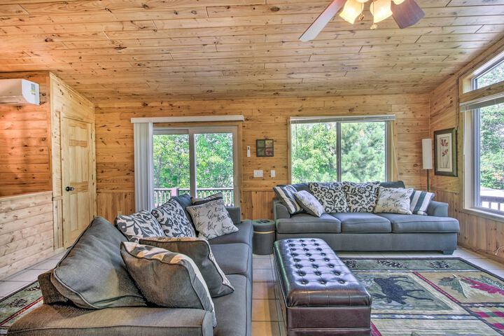 Big Lake Getaway w / Private Beach + Fire Pit!