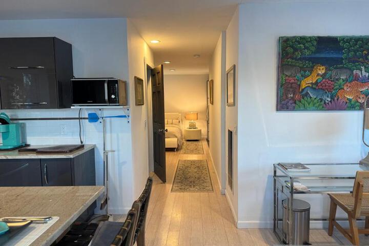 One bedroom with modern kitchen balcony with water view