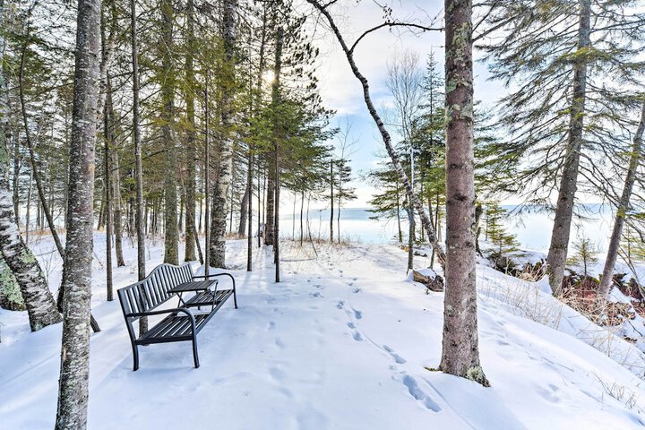Office & Fire Pit: Waterfront Lake Superior Cabin!
