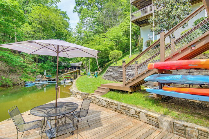 2-story Deck: Waterfront Lake Lure Home!
