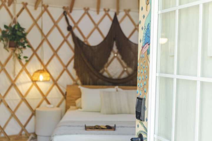 The Peacock Yurt at Camposanto ATX Glamping on Lake Travis