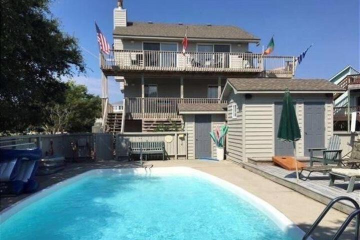 Duck R Way - Poteskeet Ocean View, 260 Yds to Beach, Pool, Hot Tub, Walk to Downtown Duck