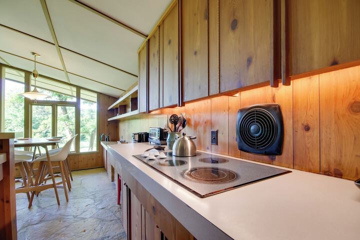 Tranquil Mid-century Modern Cottage w / Forest View