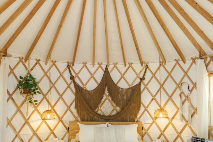 The Peacock Yurt at Camposanto ATX Glamping on Lake Travis