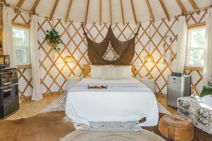 The Peacock Yurt at Camposanto ATX Glamping on Lake Travis