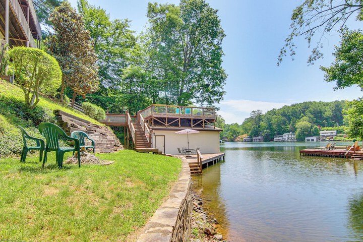 2-story Deck: Waterfront Lake Lure Home!