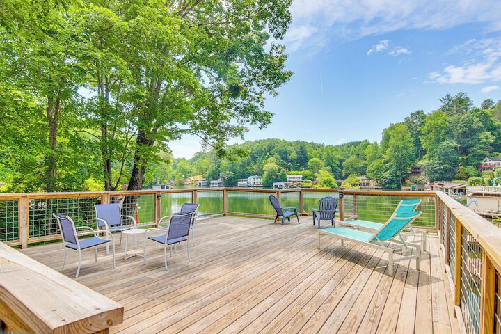 2-story Deck: Waterfront Lake Lure Home!